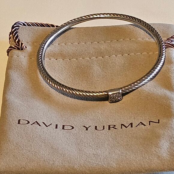 David Yurman Diamond Pave Confetti Sterling Silver Bangle Bracelet - Picture 3 of 9